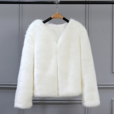 Fashion Imitation Rabbit Fur Long Sleeve Coat