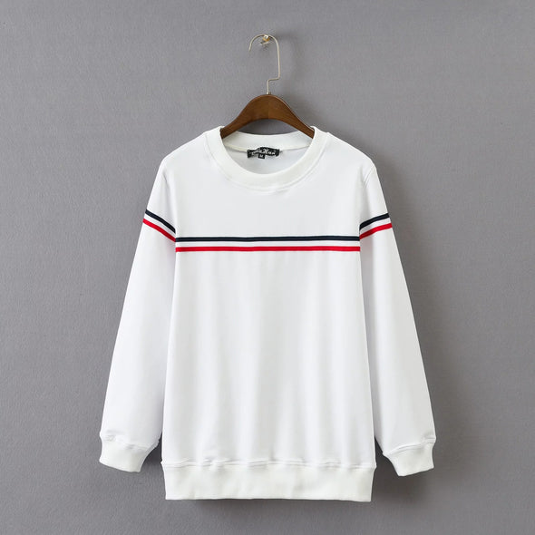 Striped Long-Sleeved O-Neck Sweatshirt