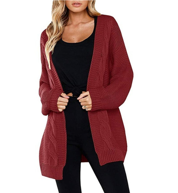 Solid Color Long Sleeve Knit Cardigan