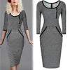 Round Collar Houndstooth Pattern Bodycon Dress