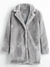 Fashion Faux Fur Pure Color Lapel Plush Coat