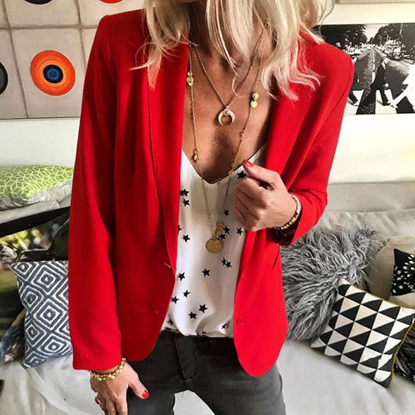 Slim Patchwork Pure Color Long Sleeve Blazer Jacket