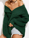 Off Shoulder V-neck Solid Color Sweater Tops