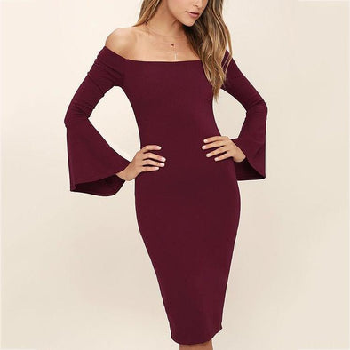 Sexy Halter Speaker Sleeve Bodycon Dress