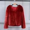 Fashion Imitation Rabbit Fur Long Sleeve Coat