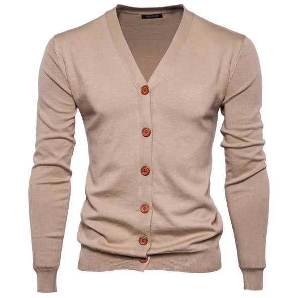 New Fashion Simple Solid Color Men's Knit Cardigan