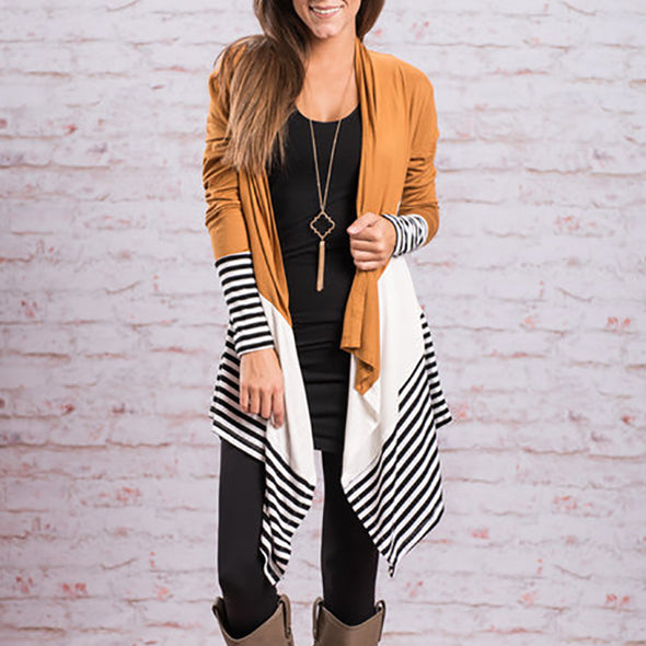 Fashion Early Autumn Stripe Printed Cardigan