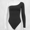 New One Shoulder Long Sleeved Sexy Bodysuit