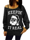 Casual Slash Collar Christmas Pattern Thick Sweatshirts