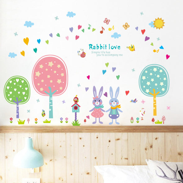 Cartoon Rabbit Bedroom Decorative Wall Sticker