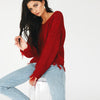 Tassel Thick Line V- neck Sweaters