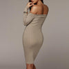 Sexy Solid Off Shoulder Long Sleeve Bodycon Dress