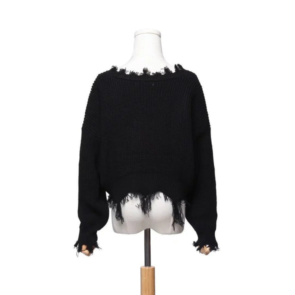 Large V-Neck Wear Tassel Loose New Bottoming Sweater