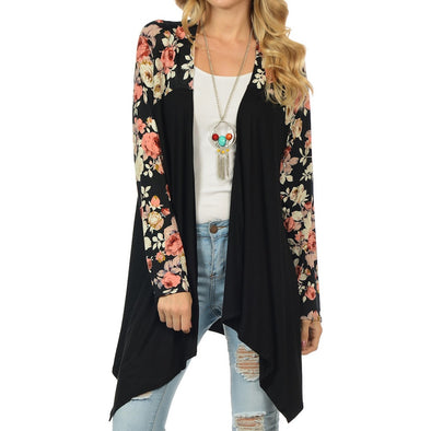 Women's Print Splicing Long Sleeve Cardigan