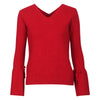 Back Bandage Bell Sleeve V- neck Sweaters