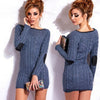 Elbow Patchwork Off Shoulder Medium Style Sweaters