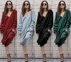 V-neck Long Sleeved Winter Knitted Dress