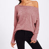 Off Shoulder Pure Color Sweatshirt