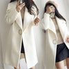 Long-Sleeved Solid Color Lapel Woolen Coat