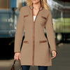 Simple Ladies Zipper Wool Coat Trench Outerwear