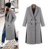 Pure Color Double-breasted Lapel Woolen Coat