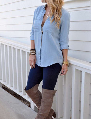 Women's Long Sleeve Denim Shirt