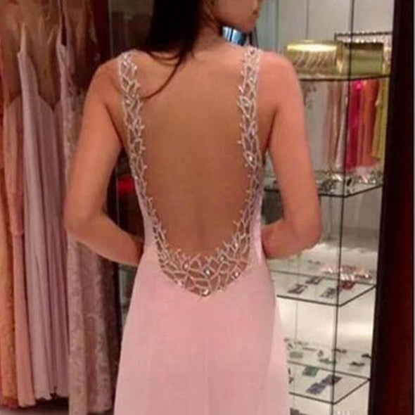 Sexy Halter Deep V-Neck Long Wedding Evening Dress