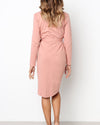 Long Sleeved Tie With Solid Color Dress