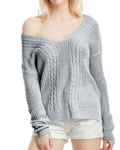 Long Sleeve V-Neck Knit Sweater