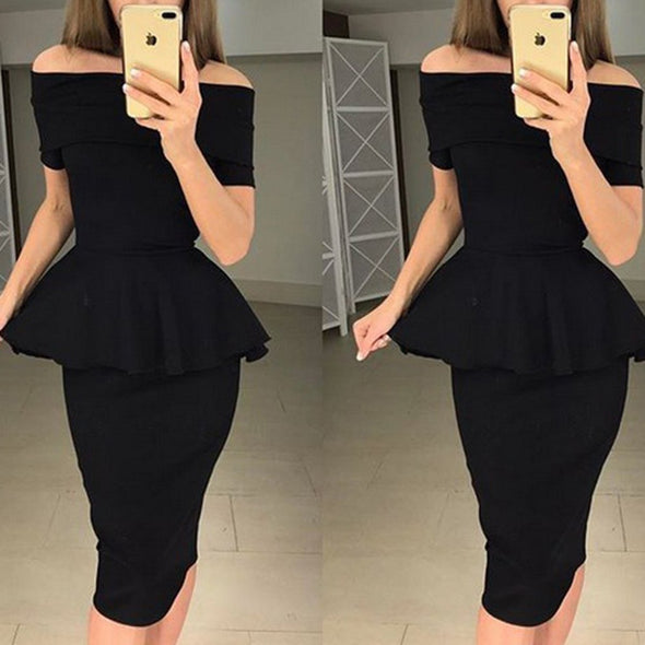 Sexy Short Sleeves Off Shoulder Bodycon Dress