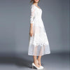 White V-Neck Lace Embroidery Party Dress