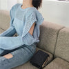 Openwork Off-The-Shoulder Ruffled Sweater