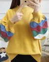 Contrast Loose Lantern Sleeve Sweater