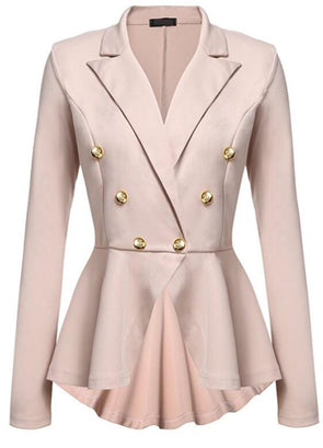 Double Row Metal Buckle Long Sleeve Small Blazer