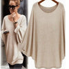 Casual Solid O-Neck Bat Sleeve Loose Sweater