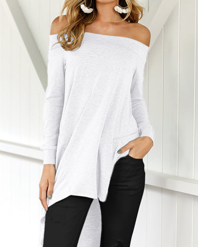 Sexy Strapless Irregular T-Shirt