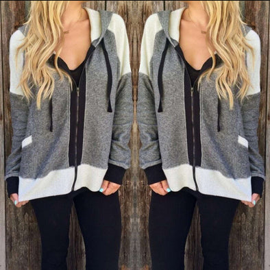 Long Sleeve Zipper Hoodie Sweater Coat