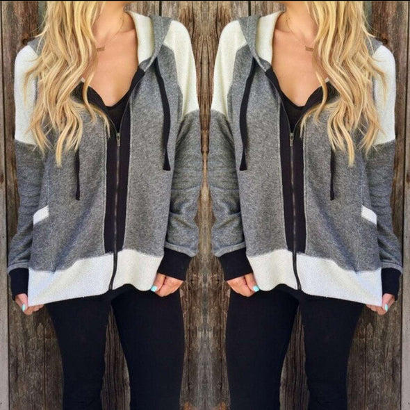 Long Sleeve Zipper Hoodie Sweater Coat