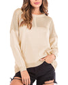 Openwork Stitching Solid Color Long-Sleeved Sweater