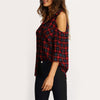 Women's Off-Shoulder Plaid Shirt