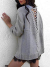 Long-Sleeved Knitting Back Hollow Sweater