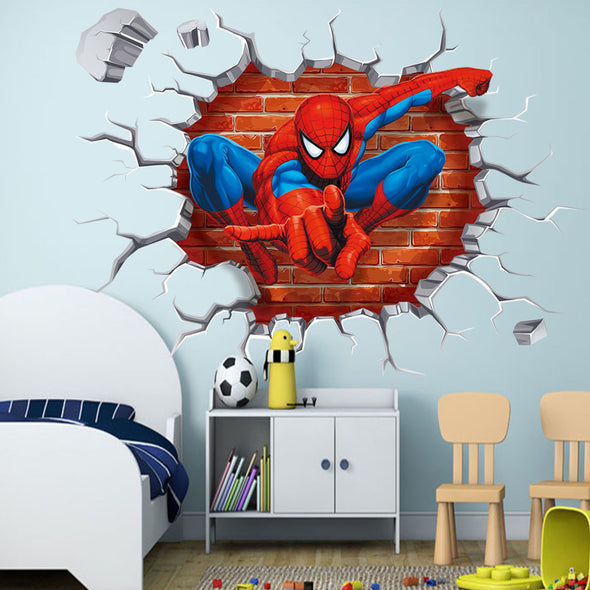 Cartoon Spider Man Wearing Wall Background Wall Sticker