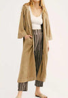 Fashion Casual Hooded Patch Pocket Long Coat