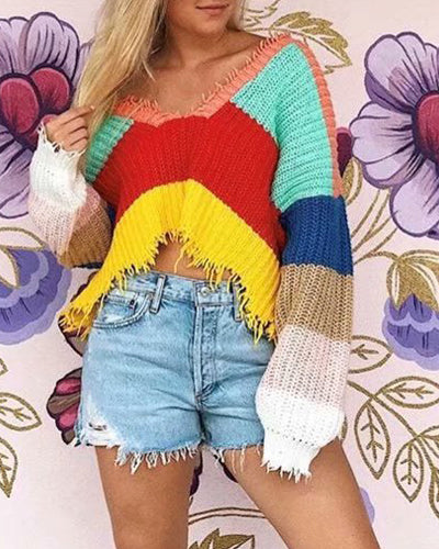 Colorblock Striped Sweater