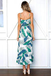 Sexy Printed Sling Backless Ruffle Asymmetrical Maxi Dress