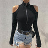 Women's long sleeve zipper high collar Bodysuits