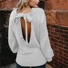 Sexy Backless Bandage Round Neck Sweaters