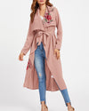 Sexy Lapel Embroidered Splicing Long Sleeve Cardigan Jacket