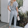 Summer women's striped jumpsuit