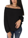 Round Neck Long Sleeve Pull Over Off-Shoulder Knit Sweater